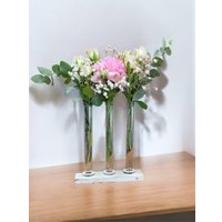 Подставка декоративная Florbox Деревянная для композиций на 3 колбы 18.5x4x2 см (белый/обжиг) в Бресте