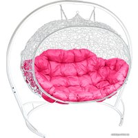 Подвесной диван M-Group Улей 11210108 (белый ротанг/розовая подушка)