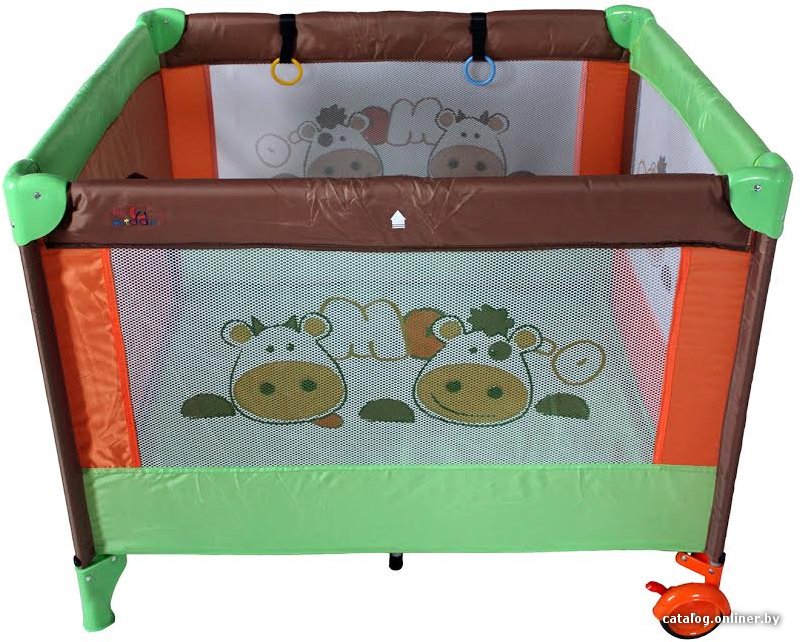 Игровой манеж ForKiddy Quadro plus (коровки, коричневый/зеленый)