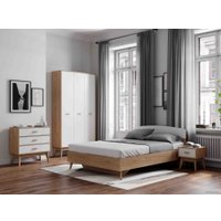 Кровать Мебельград Калгари 1600 (дуб натуральный светлый/белый матовый)