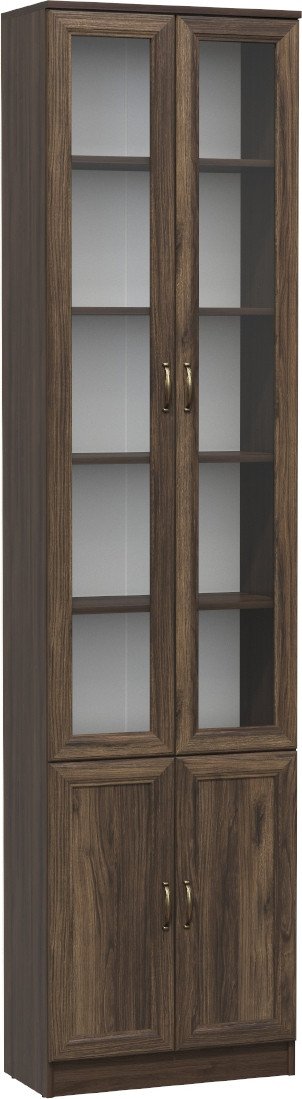 Шкаф-витрина Олмеко В-18 М со стеклом (дуб кальяри/белый/Masa Decor дуб катания/Masa Decor дуб катания)