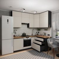 Готовая кухня ВерсоМебель Эко Премиум 1.4x2.2 правая (кашемир/ст. дуб вотан)