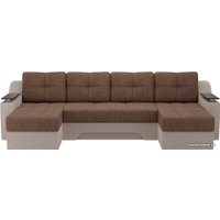 П-образный диван Лига диванов Сенатор 28927 (рогожка, коричневый/бежевый)