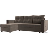 Угловой диван Лига диванов Валенсия Лайт левый (велюр, коричневый)