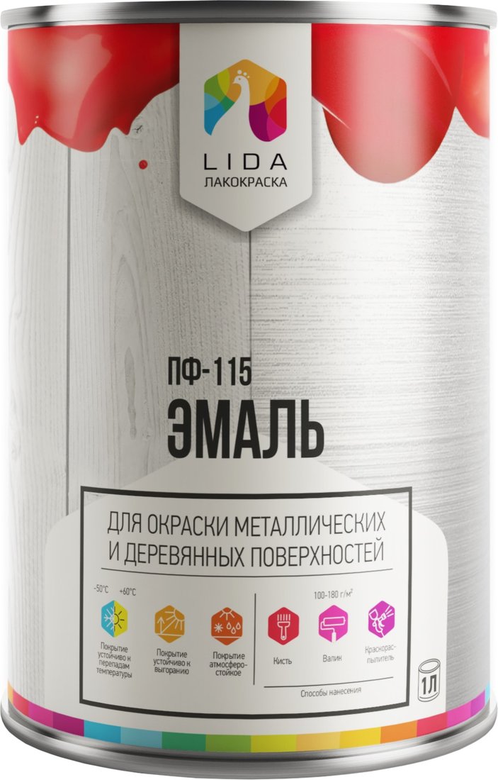 

Эмаль LIDA ПФ-115 1 л (кремовый-1)