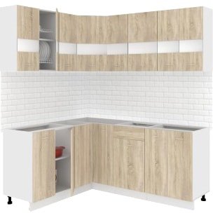 

Готовая кухня Кортекс-мебель Корнелия Экстра 1.5x1.9 без столешницы (дуб сонома)