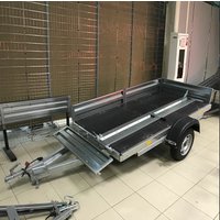 Одноосный прицеп AvtoS A25P1B (2500x1500x300, R13, ресс. 3302(ГАЗ-2лист), тент 1200мм Аэро)