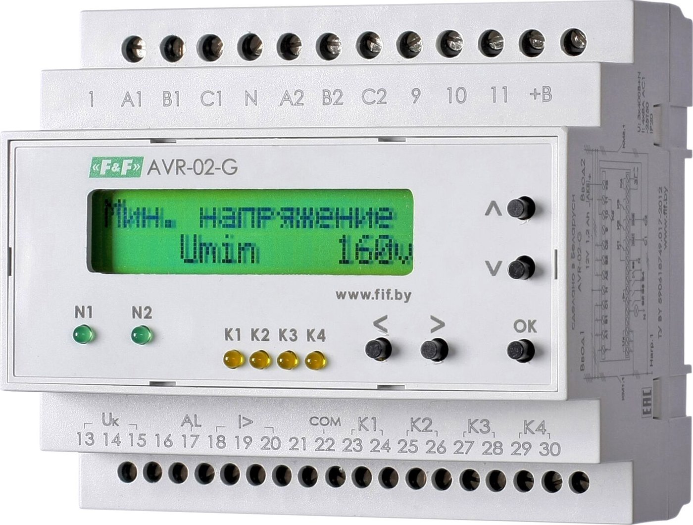 

Реле контроля фаз Евроавтоматика F&F AVR-02-G EA04.006.005