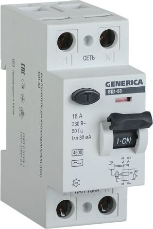 

Устройство защитного отключения Generica ВД1-63 2Р 63А 30мА MDV15-2-063-030