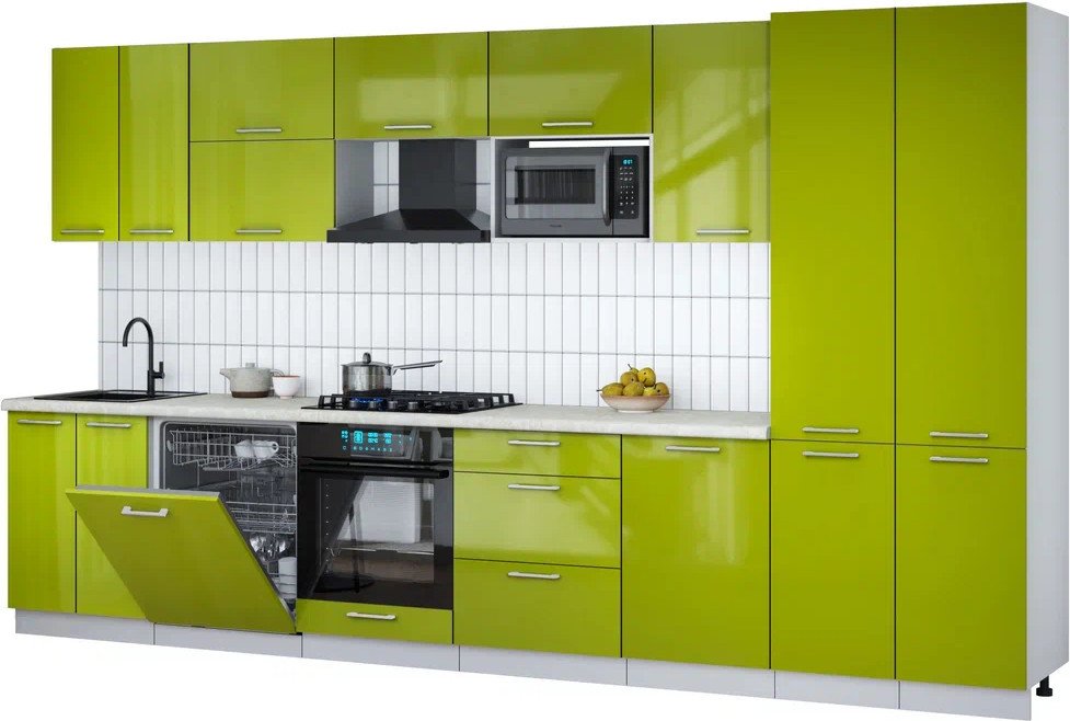 

Готовая кухня Интерлиния Мила Gloss 3.7-ПМ2 (яблоко глянец/яблоко глянец/опал светлый)