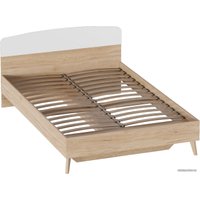 Кровать Мебельград Калгари 1600 (дуб натуральный светлый/белый матовый)