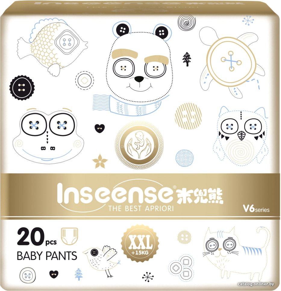 Трусики-подгузники Inseense Супертонкие V6 XXL 15+кг Ins20gold (20 шт)