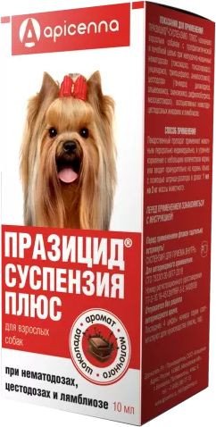 Капли от блох и клещей Apicenna Празицид-суспензия Плюс для собак (10мл)