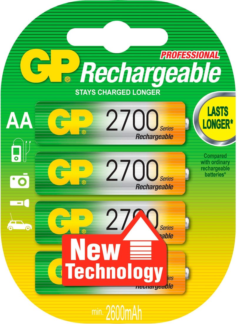 

Аккумулятор GP AA 2600mAh 4 шт. (270AAHC)