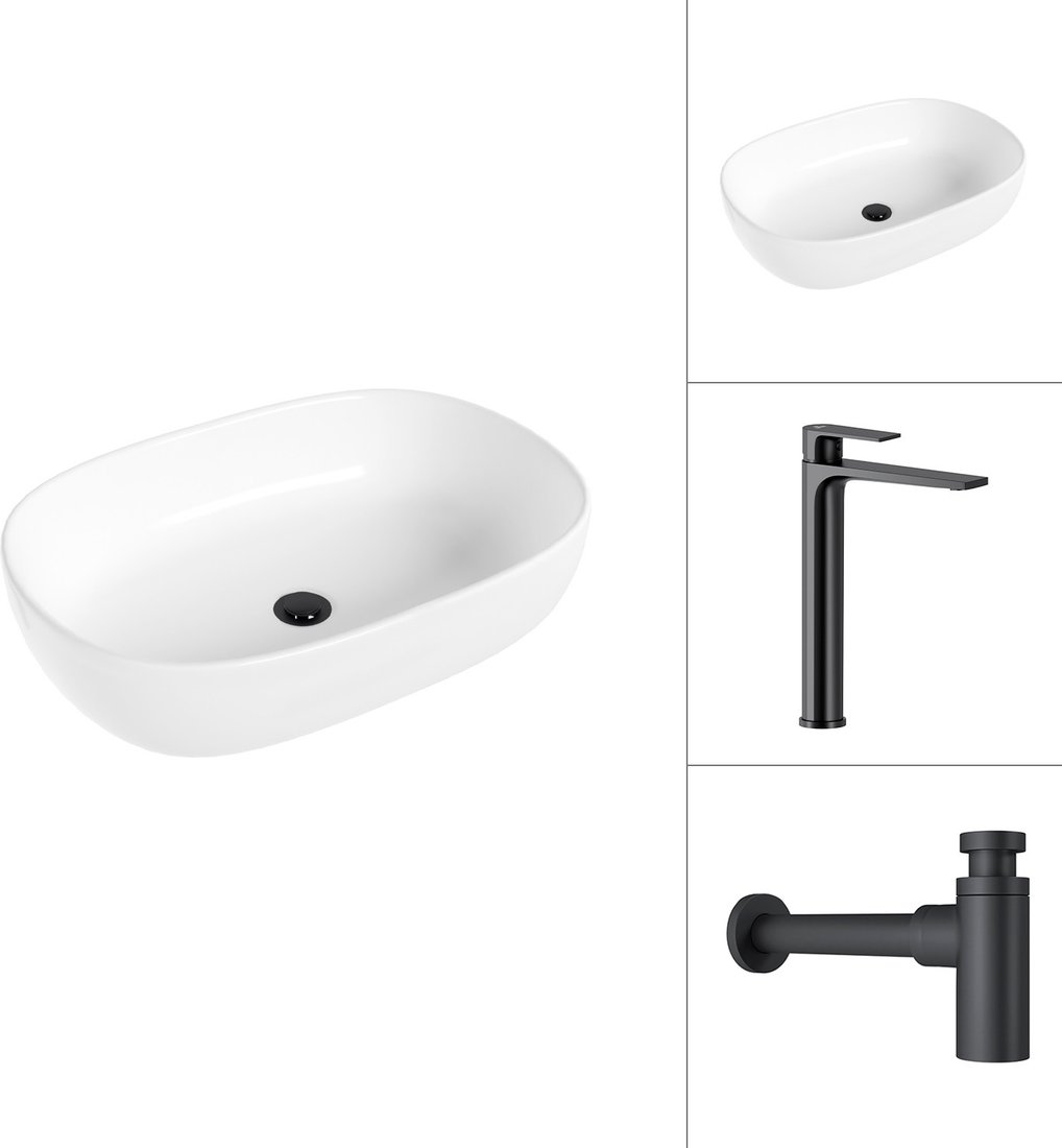 

Умывальник Lauter 21836 + Reef 21CK8678BS с сифоном 21635B (черный матовый)