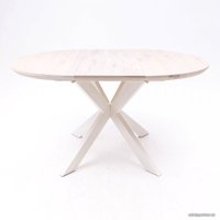 Кухонный стол ОКА Раунд 100-140x75 (дуб беленый/белый)
