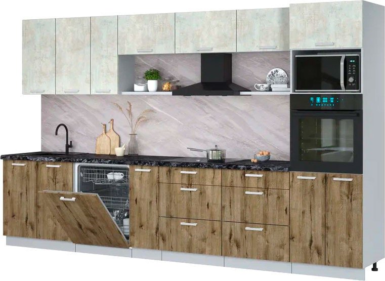 

Готовая кухня Интерлиния Мила Лайт 3.5-ПМ1-2 (бетон лайт/дуб веллингтон/кастилло темный)