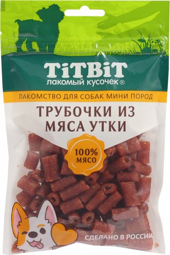 Лакомство для собак TiTBiT Трубочки из мяса утки для мини пород 100 г