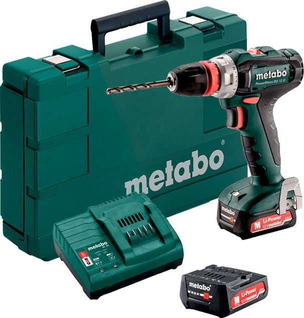 

Дрель-шуруповерт Metabo PowerMaxx BS 12 Q 601037500 (с 2-мя АКБ 2 Ah, кейс)