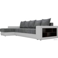 Угловой диван Лига диванов Дубай 105796 (левый, рогожка/экокожа, серый/белый)