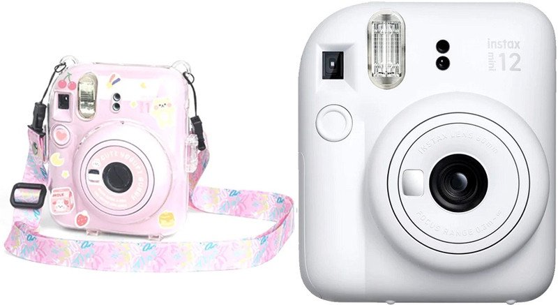

Фотоаппарат Fujifilm Instax Mini 12 (белый) + розовый чехол Sundays с ремнем