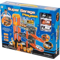 Детские автотреки, трассы Labalu 3-уровневый с дорогой и автомобилями P3488A-1 (красный, 3 машинки)