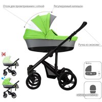 Универсальная коляска BEBETTO Magnum (3 в 1, 193, черная рама)