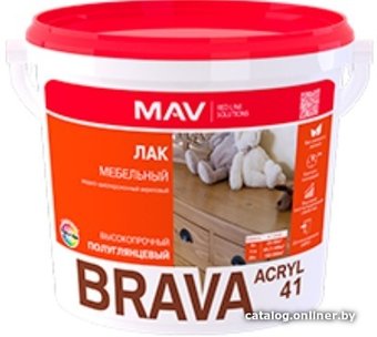 Лак Brava ВД-АК-2041 мебельный 5 л (бесцветный полуглянцевый)