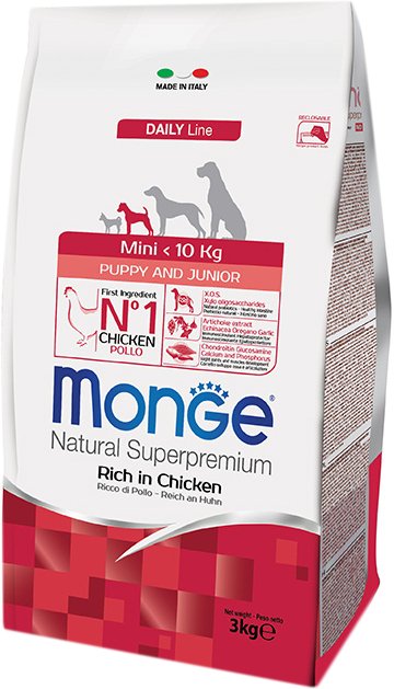 

Сухой корм для собак Monge Mini Puppy & Junior Rich in Chicken 0.8 кг