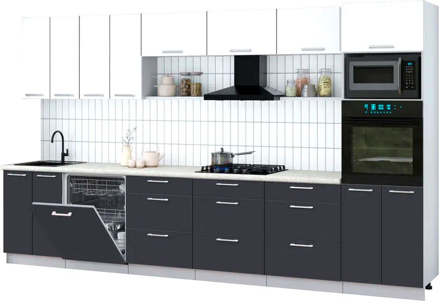 

Готовая кухня Интерлиния Мила Gloss 3.6-ПМ1-2 (пепел/белый/опал светлый)