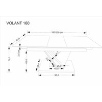 Кухонный стол Halmar Volant 160-200/90/76 (черный мрамор/дуб золотой)