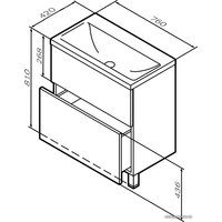  AM.PM Тумба под умывальник Gem 75 M90FSX07522GM32 (2 ящика, графит)