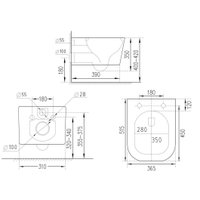 Унитаз подвесной Roxen Cube Bidet 530135-01X Rimless Soft Close с функцией биде