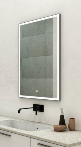 Континент Зеркало Frame Silver Led 60x80 (нейтральная подсветка, подогрев, часы)