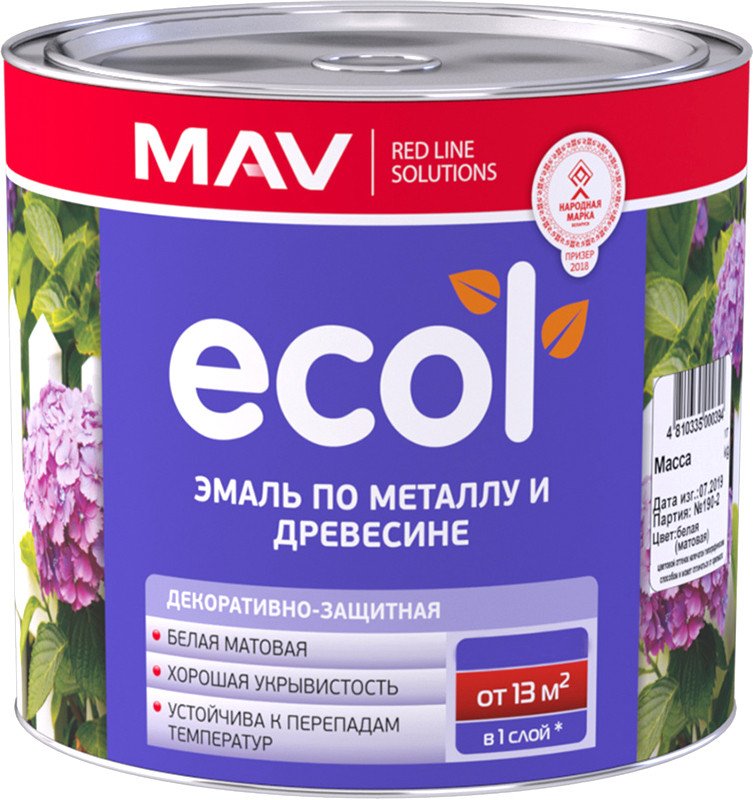 Эмаль MAV Ecol ПФ-115 С 11 кг (белый матовый)