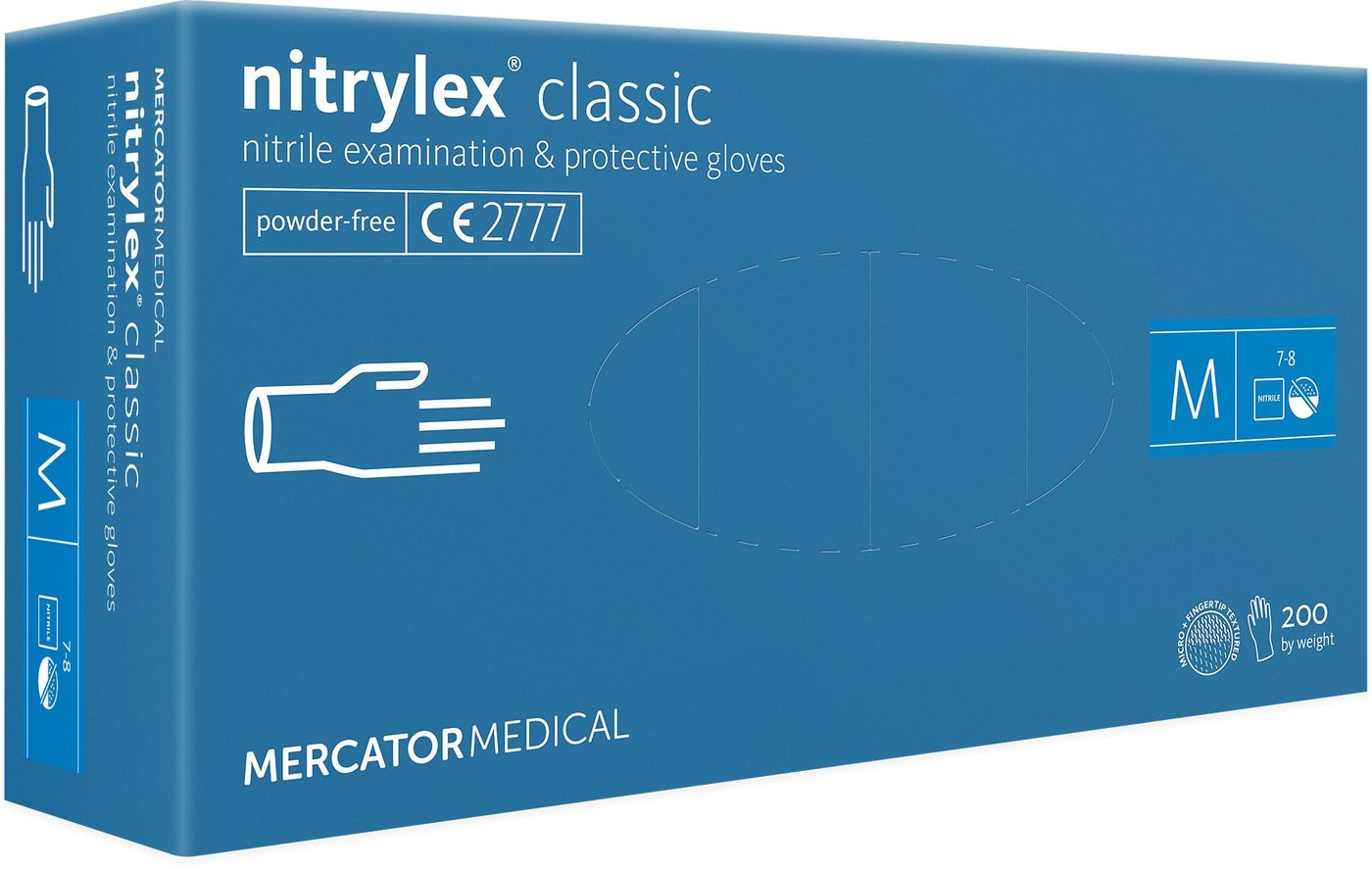

Нитриловые перчатки Mercator Nitrylex Classic (M, 100 шт, синий)