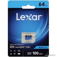 Карта памяти Lexar 633x microSDXC LSDMI64GBBCN633N 64GB (с адаптером)