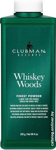 Тальк для бороды Clubman Универсальный с запахом виски Whiskey Woods Powder 255 г