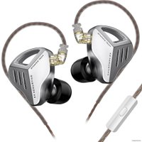 Наушники KZ Acoustics ZVX (с микрофоном, серебристый)