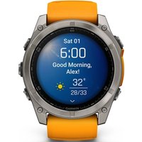 Умные часы Garmin Fenix 8 Sapphire 51мм (титановый, оранжевый силиконовый ремешок)