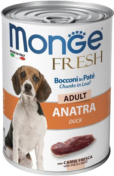 Консервированный корм для собак Monge Fresh Chunks in Loaf мясной рулет с уткой (400 г)