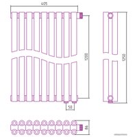 Стальной трубчатый радиатор Сунержа Эстет-00 EU50 1200х405 9 секций (сатин)