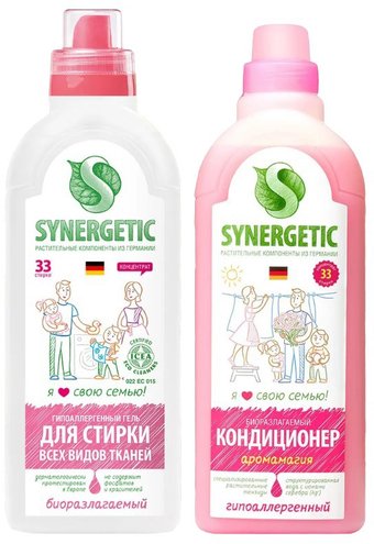 Synergetic Универсальный + Кондиционер Аромамагия гипоаллергенный (1 л+1 л)