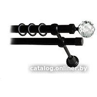 Карниз для штор Lm Decor Кристалл 130 2р гладкий 25/19мм (черный матовый, 3.2м)