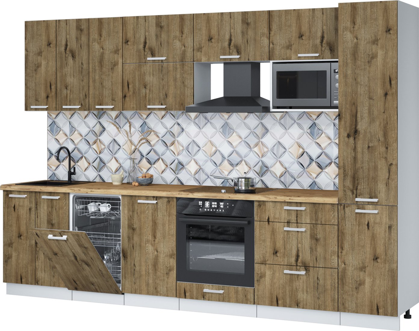 

Готовая кухня Интерлиния Мила Лайт 3.1-ПМ4 (дуб веллингтон/дуб веллингтон/дуб бунратти)