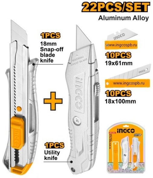 

Нож строительный Ingco HUK180225 2шт
