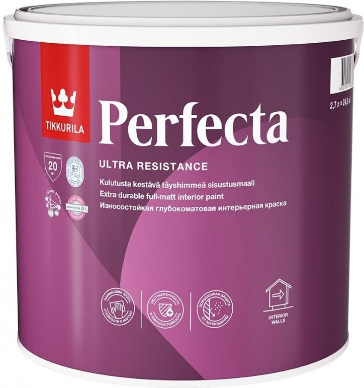 

Краска Tikkurila Perfecta 0.9 л (база А, глубокоматовая)