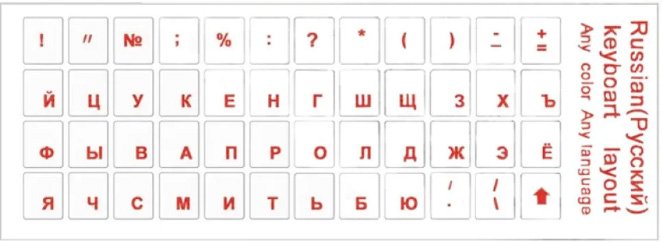 

Наклейки с русской раскладкой Digital Part Русский (прозрачная подложка/красный)