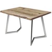 Кухонный стол Buro7 Уиллис 150 (с обзолом и сучками, дуб беленый/серебро)