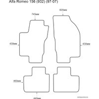 Комплект ковриков для авто Alicosta Alfa Romeo 156 932 97-07 (салон, ЭВА 6-уг, черный)